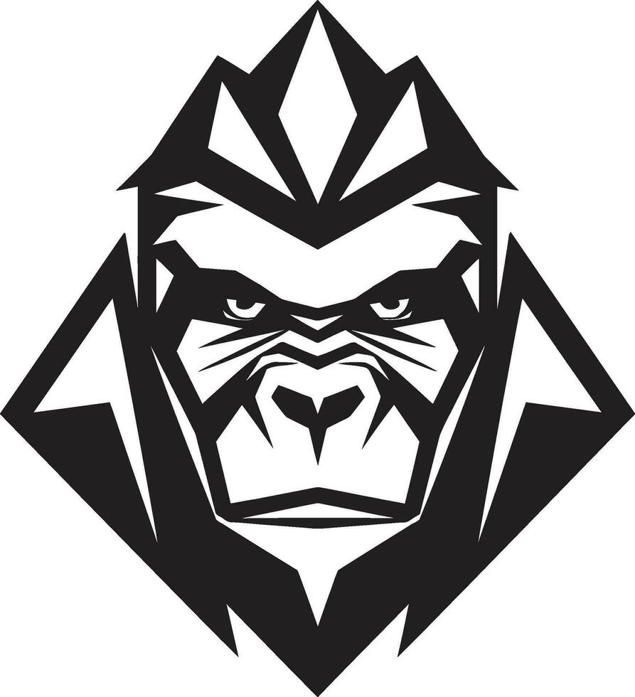royal gorille majesté minimaliste emblème singe ambassadeur dans monochrome logo art vecteur