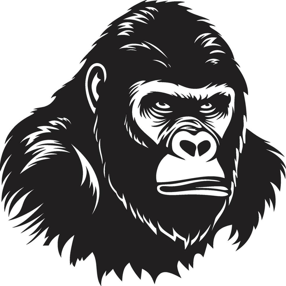 royal primate majesté faune symbole singe majesté dans noir et gris emblème vecteur