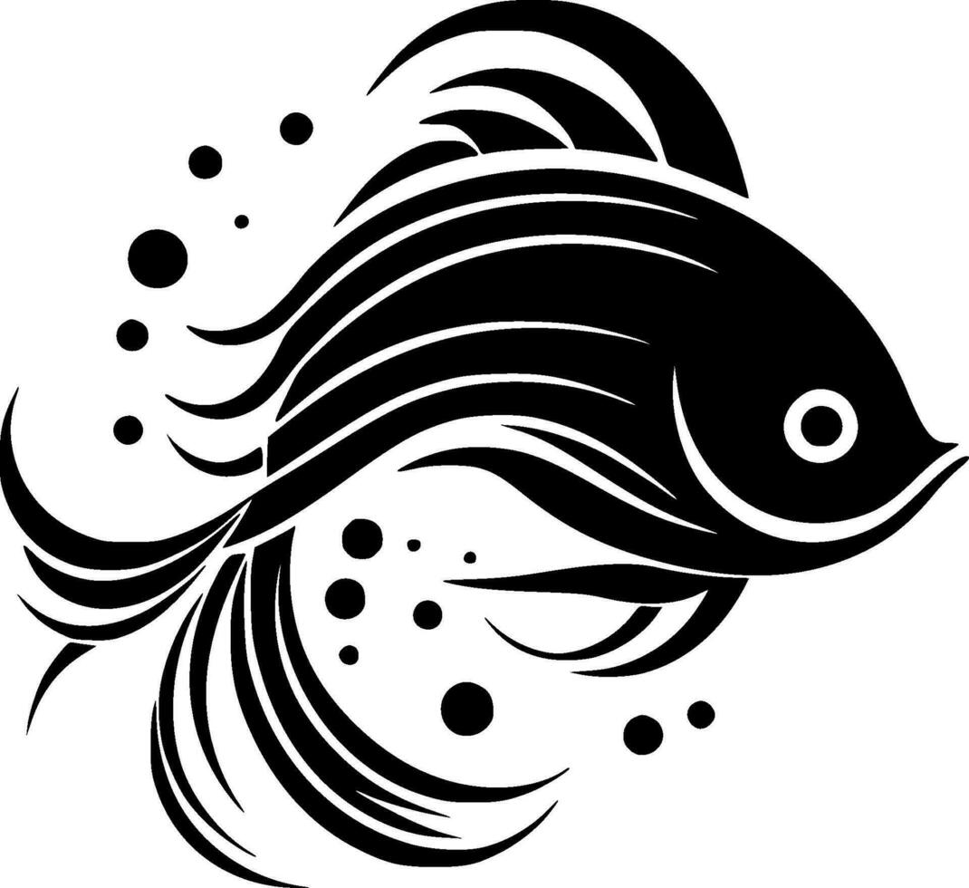 poisson - noir et blanc isolé icône - vecteur illustration