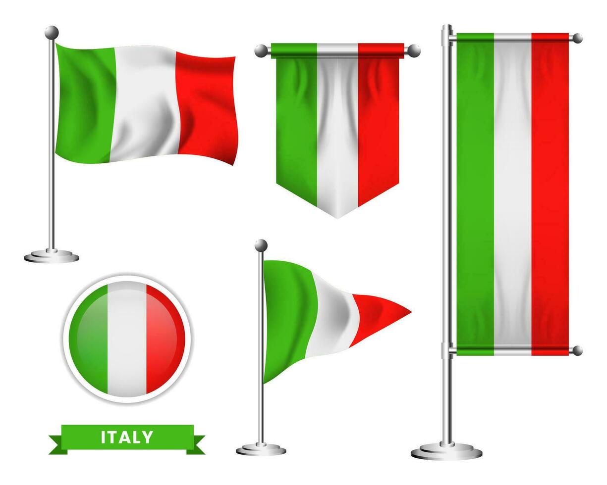 vecteur ensemble de le nationale drapeau de Italie dans divers Créatif dessins