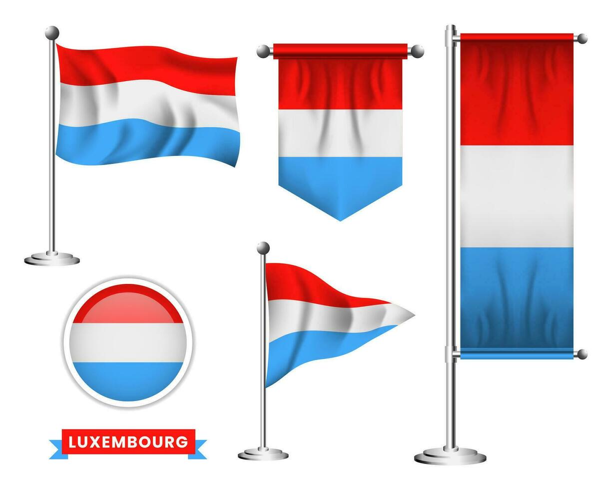 vecteur ensemble de le nationale drapeau de Luxembourg dans divers Créatif dessins