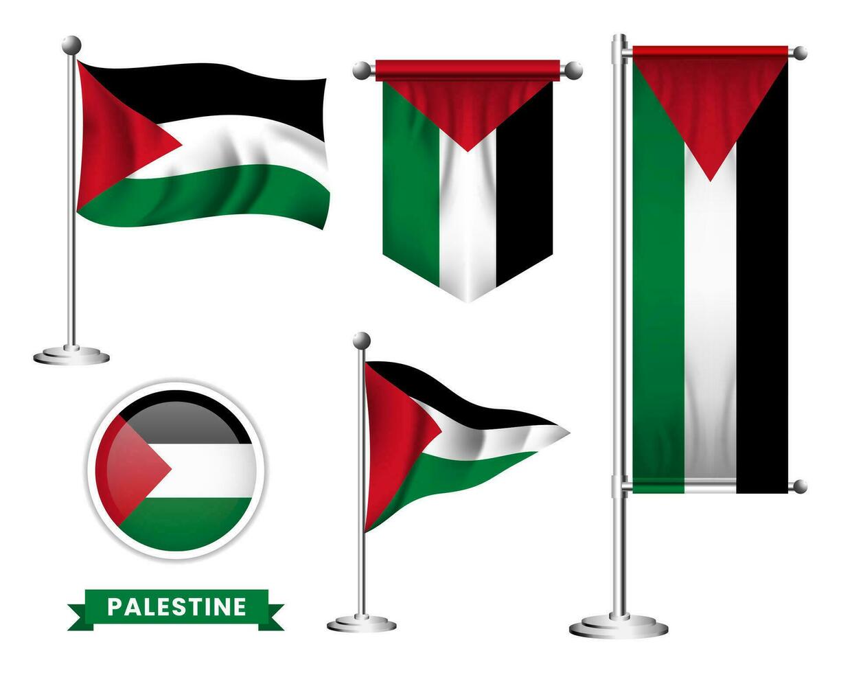 vecteur ensemble de le nationale drapeau de Palestine dans divers Créatif dessins