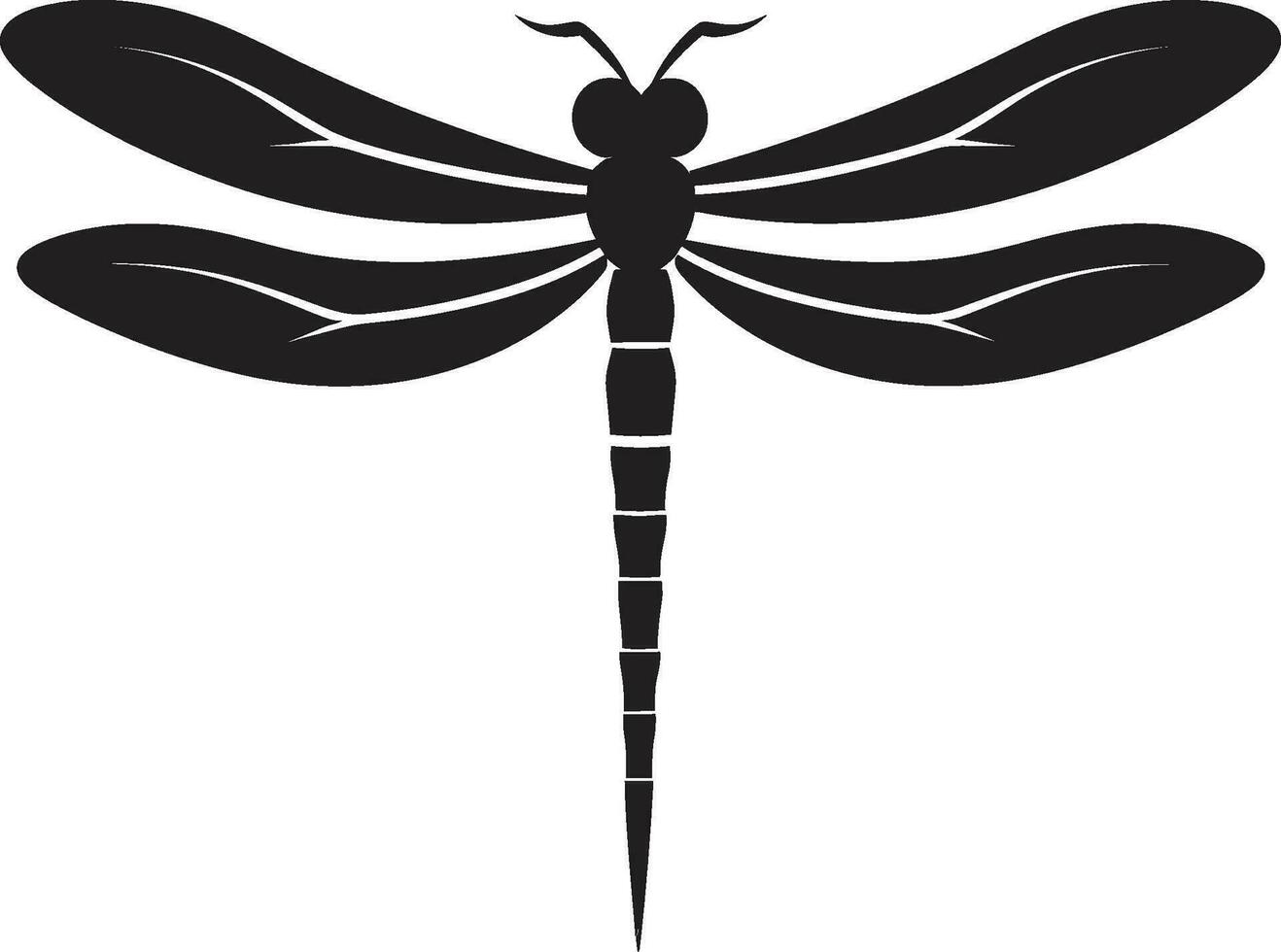 tombée de la nuit Gardien noir vecteur libellule insigne cosmique sérénité libellule logo dans noir