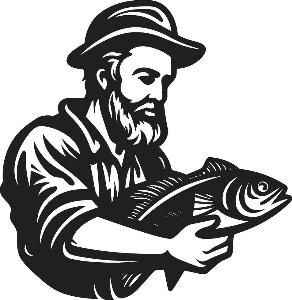 pêcheur logo avec monogramme une symbole de personnalisation et style pêcheur logo avec mascotte une symbole de amusement et engagement vecteur