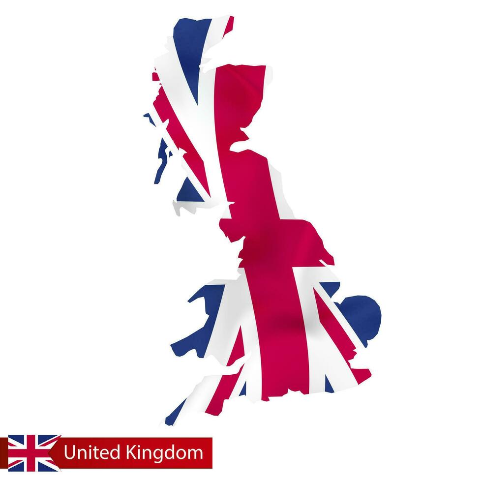 uni Royaume carte avec agitant drapeau de Royaume-Uni. vecteur