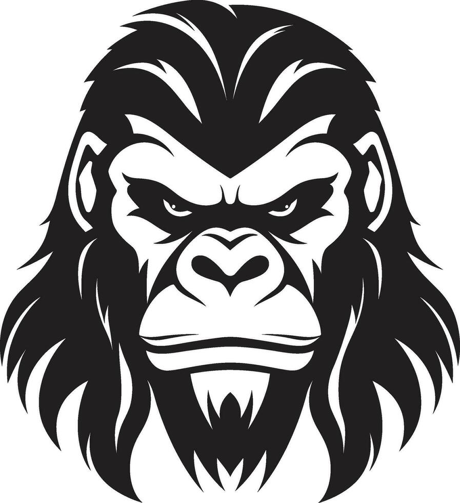 sérénité dans noir et blanc monochrome singe minimaliste jungle excellence vecteur gorille