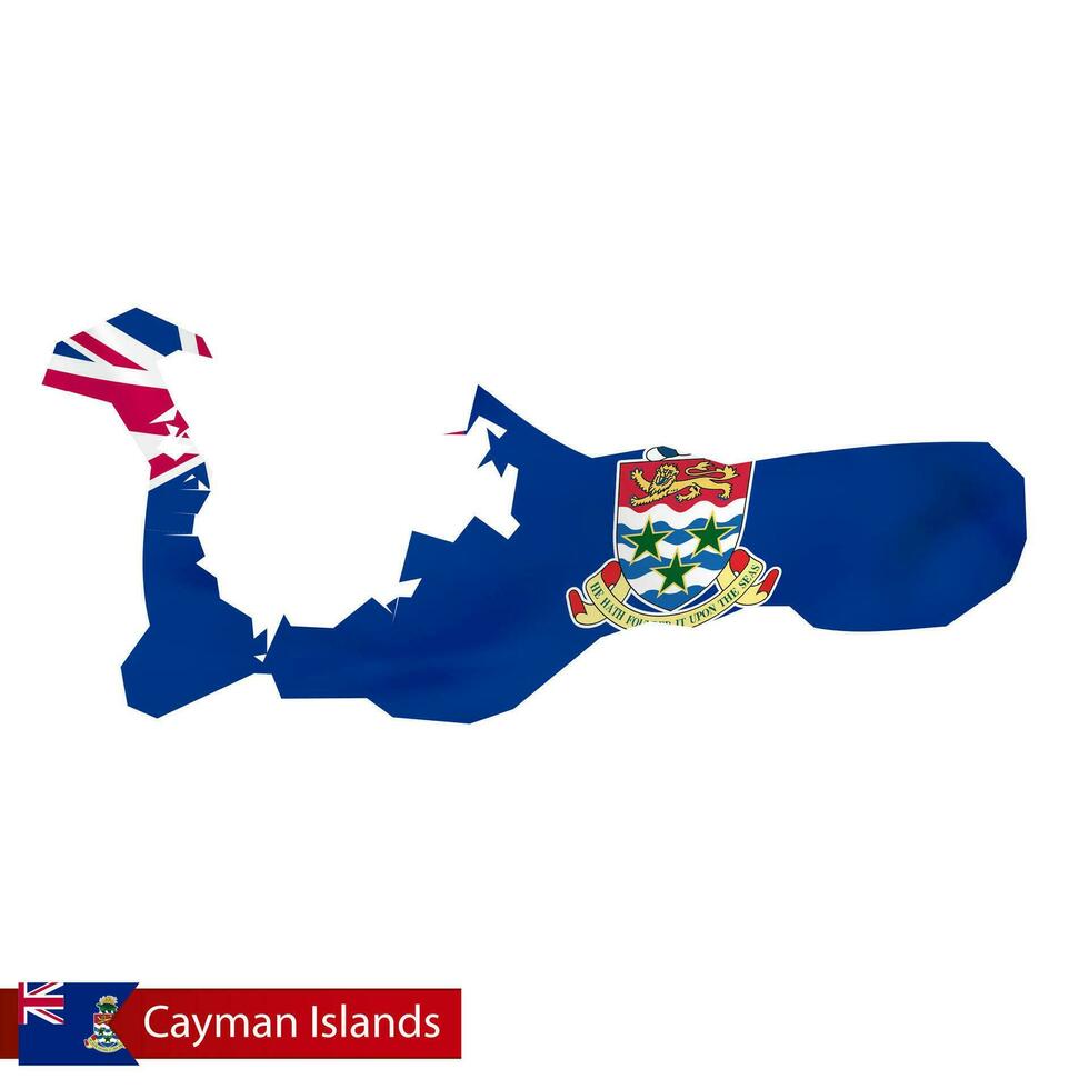 caïman îles carte avec agitant drapeau de pays. vecteur