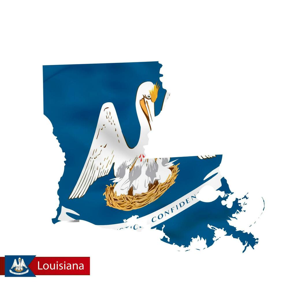 Louisiane Etat carte avec agitant drapeau de nous État. vecteur