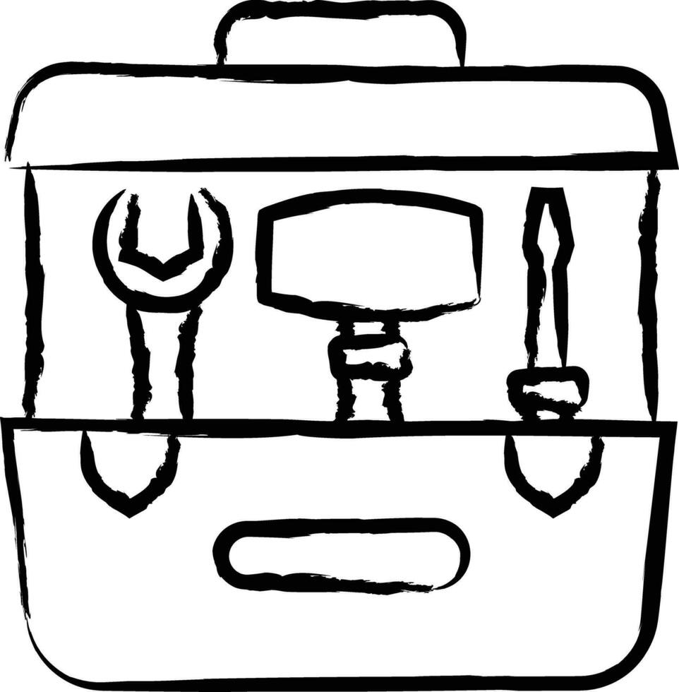 boîte à outils main tiré vecteur illustration