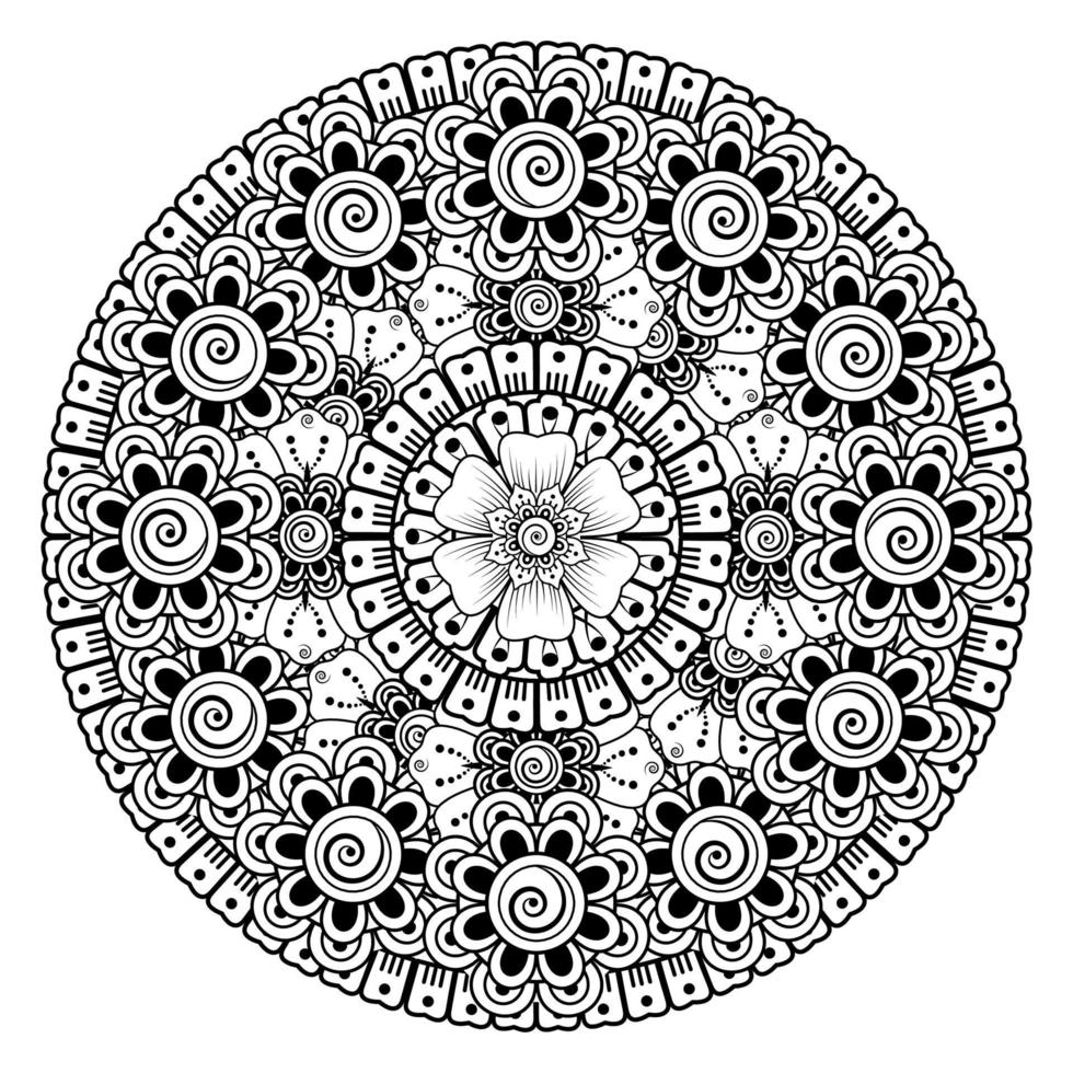 motif circulaire en forme de mandala avec fleur pour henné vecteur