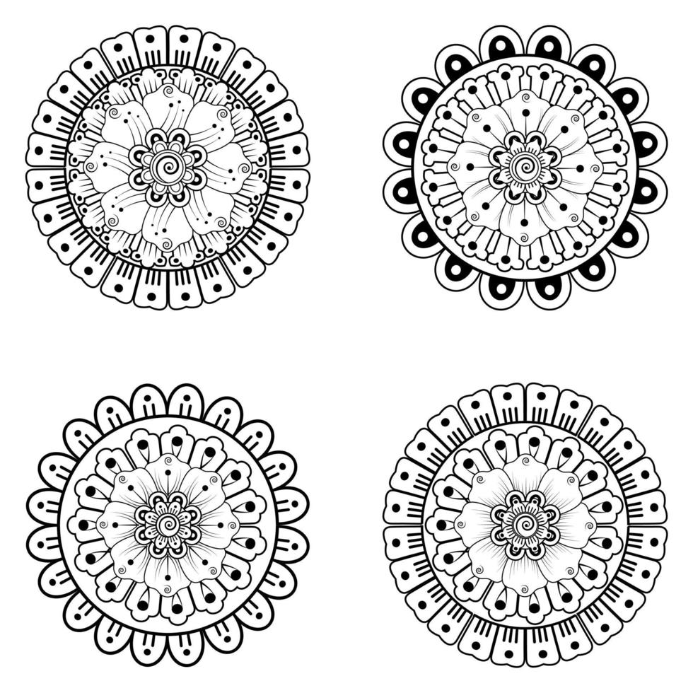 motif circulaire en forme de mandala avec fleur pour henné vecteur