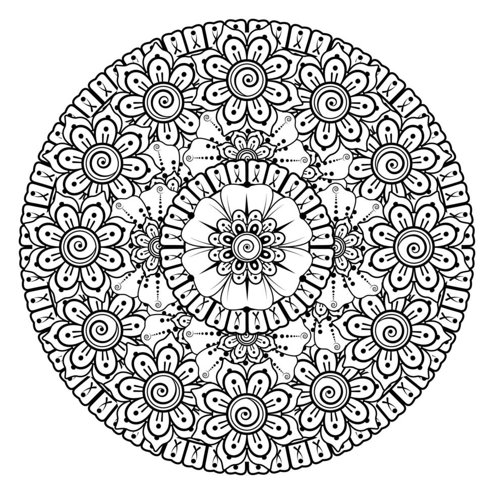 motif circulaire en forme de mandala avec fleur pour henné vecteur