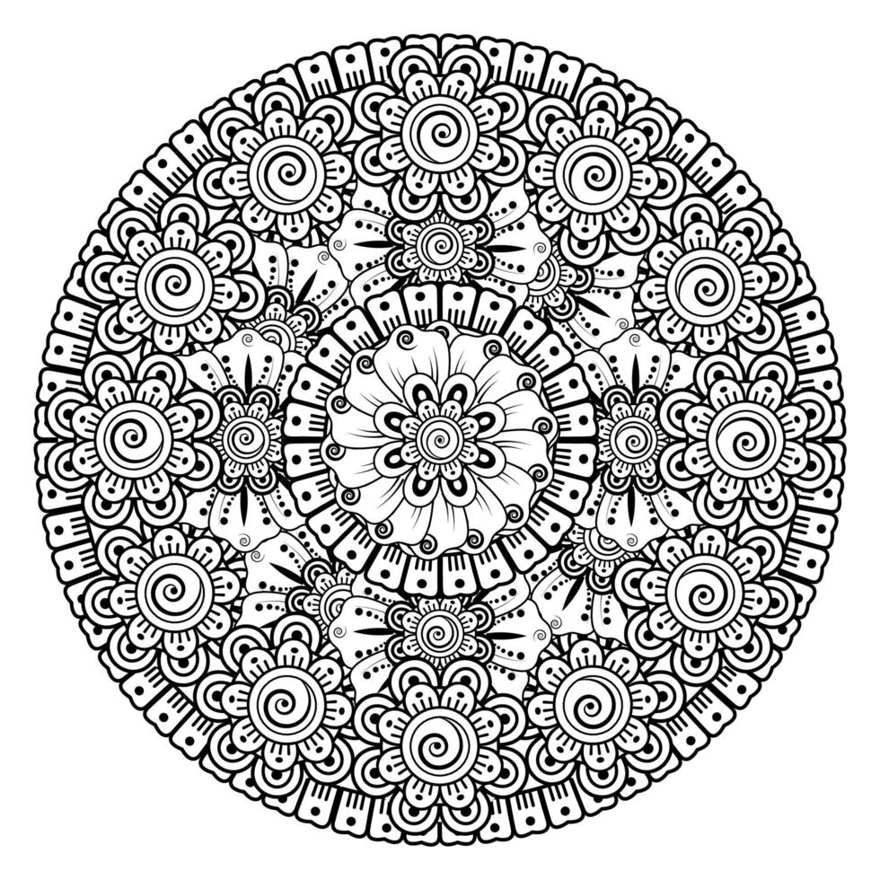 motif circulaire en forme de mandala avec fleur pour henné vecteur