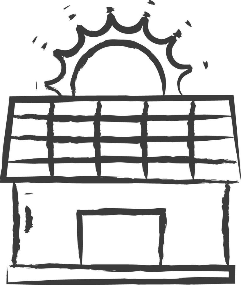 solaire maison main tiré vecteur illustration