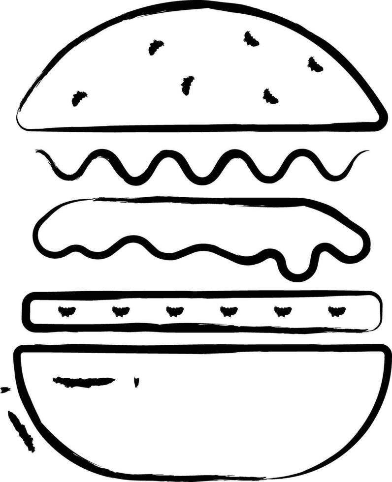 Burger main tiré vecteur illustration