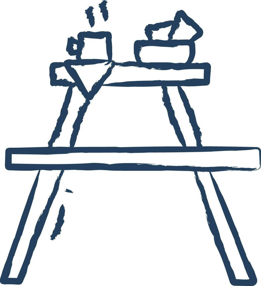pique-nique table main tiré vecteur illustration