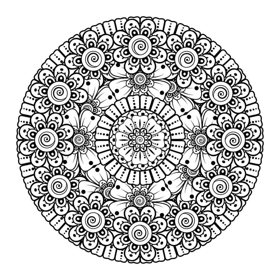 motif circulaire en forme de mandala avec fleur pour henné vecteur