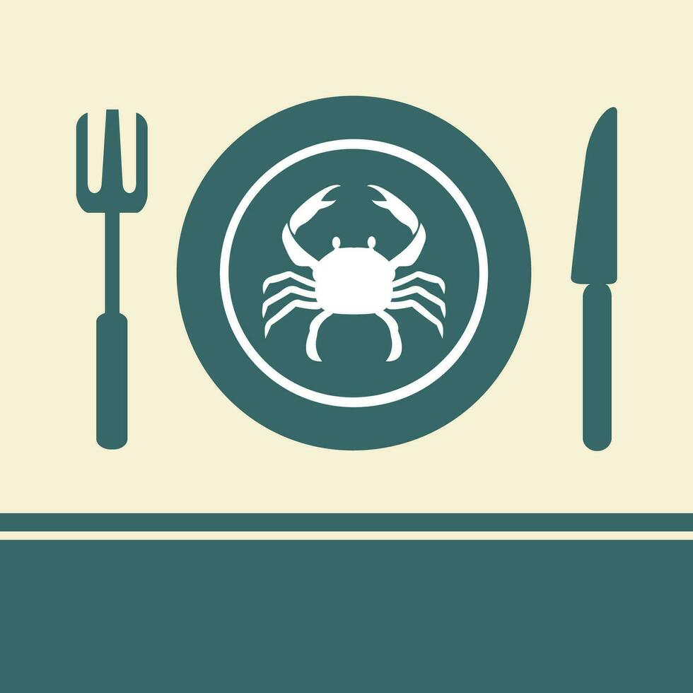 vecteur de Crabe dans une plat. facile modifiable en couches vecteur illustration. aliments.