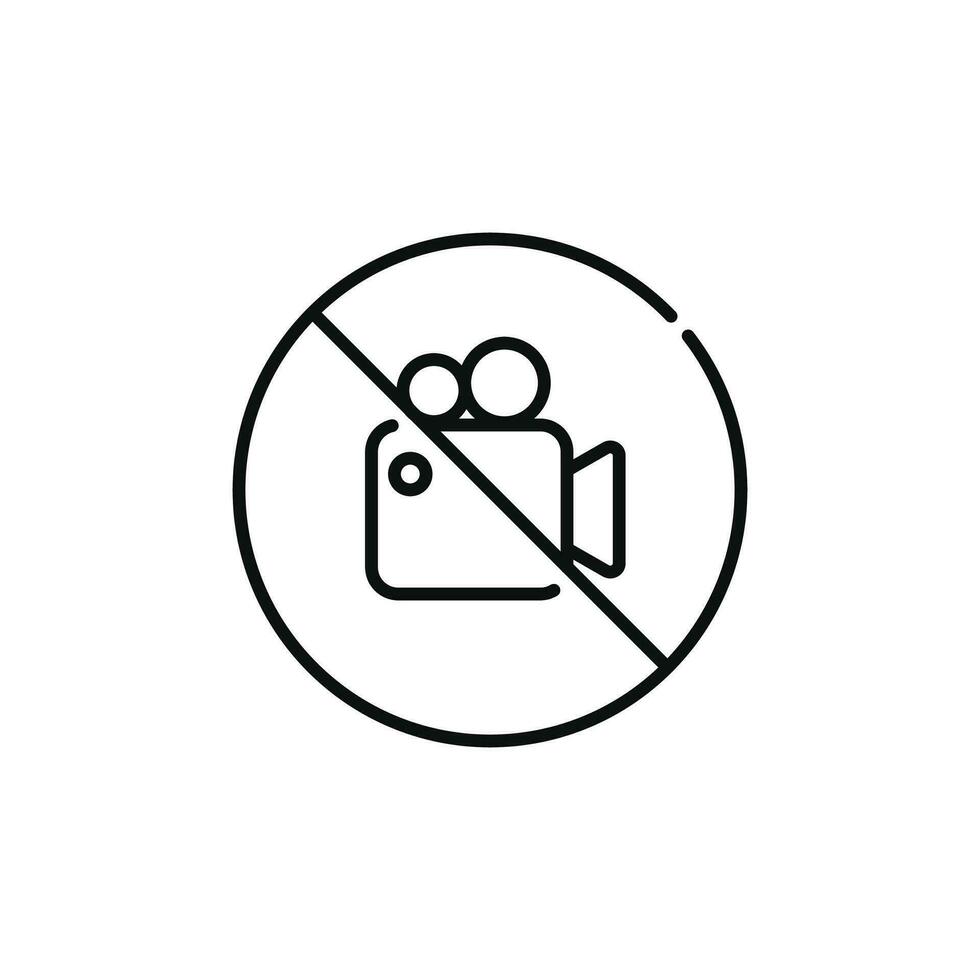non vidéo enregistrement permis ligne icône signe symbole isolé sur blanc Contexte vecteur