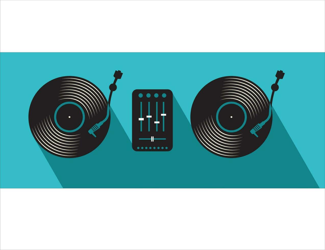 dj table avec platines mixer et vinyle enregistrements vecteur illustration