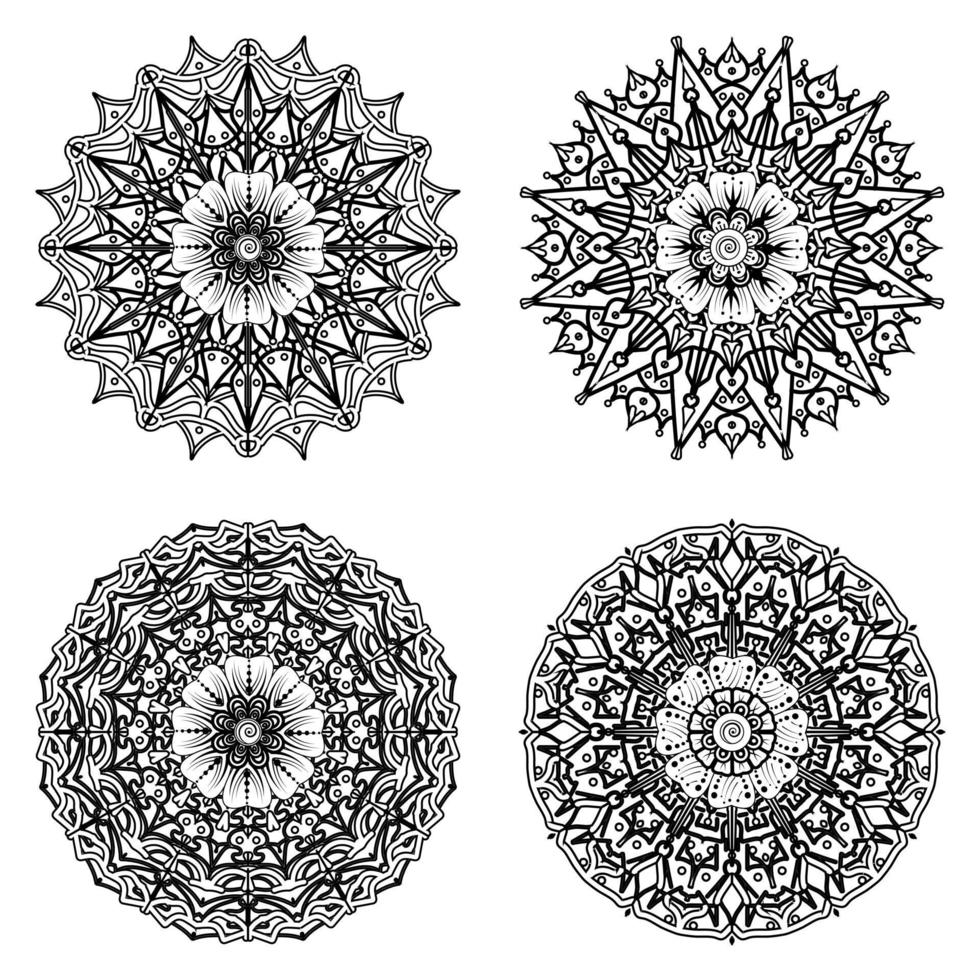 motif circulaire en forme de mandala avec fleur pour henné, mehndi. vecteur