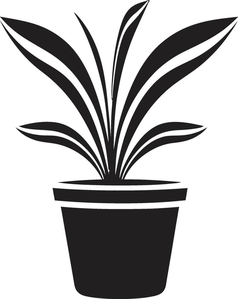 élégant plante majesté monochromatique pot conception lisse verdure icône moderne vecteur emblème