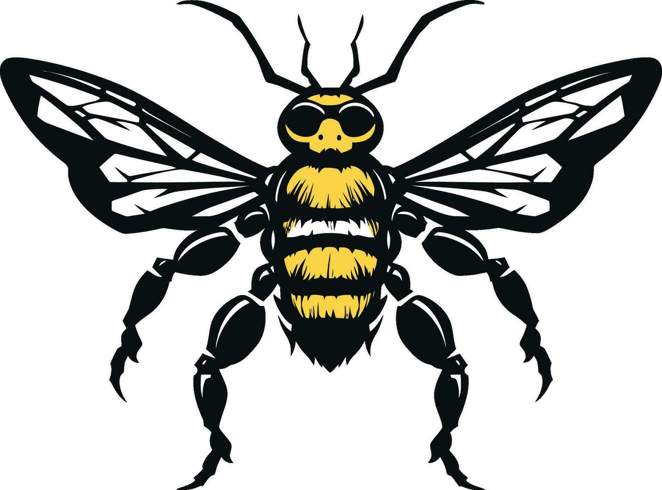 musclé ruche défenseur noir vecteur emblème royal aiguillon ambassadeur emblématique symbole