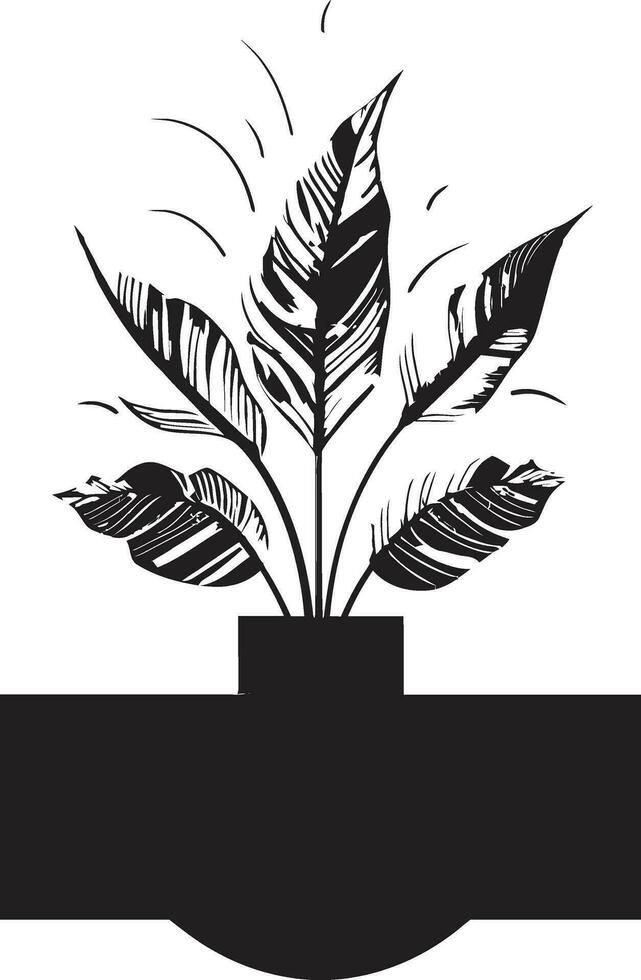 minimaliste jardin art monochrome poterie emblème icône de croissance plante pot vecteur logo