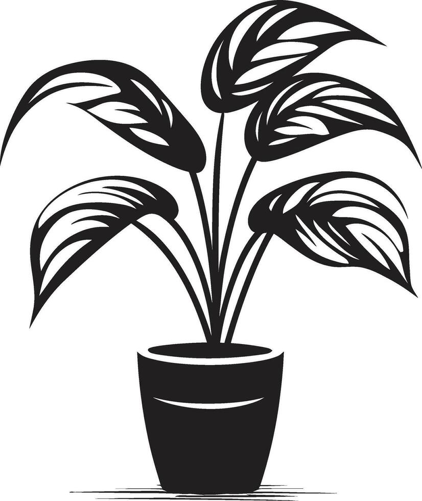 emblématique botanique élégance logo conception royal pot silhouette moderne noir icône vecteur