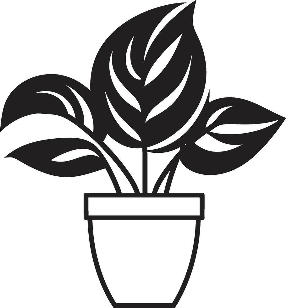 élégant plante majesté vecteur logo icône mis en pot sérénité dans noir et blanc emblématique conception