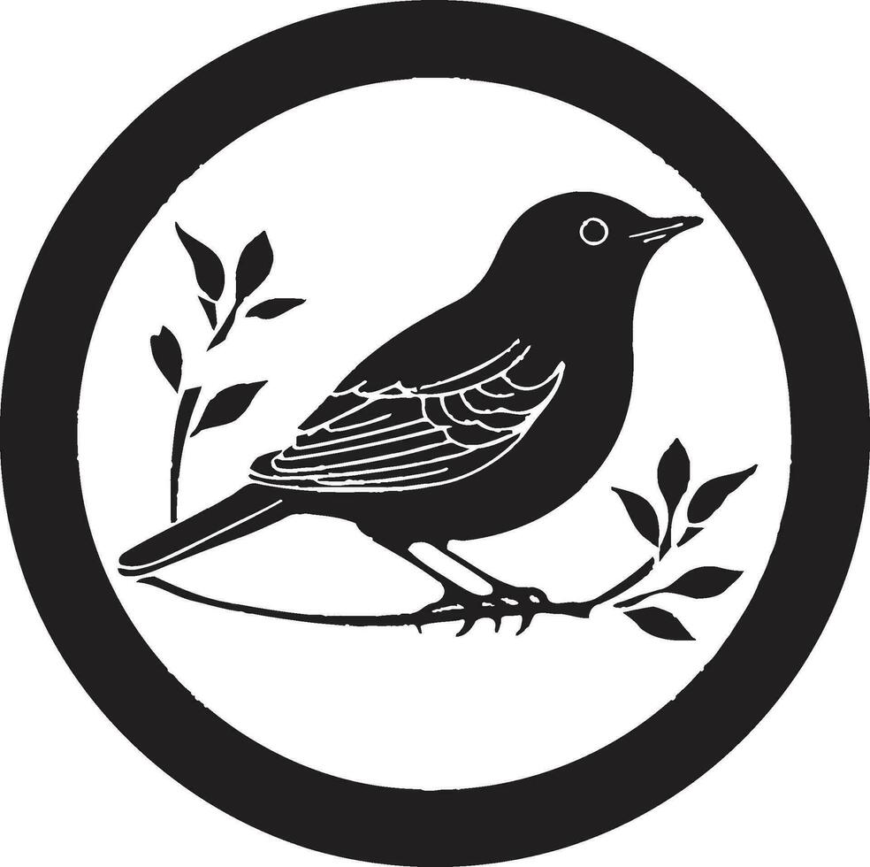 la faune mélodique muse logo symbole élégant oiseau chanteur ambassadeur monochromatique vecteur