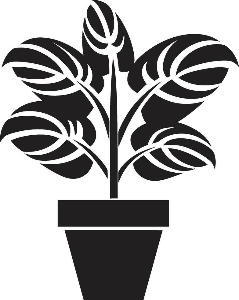 royal croissance majesté monochromatique logo emblème lisse poterie emblème moderne noir plante logo vecteur