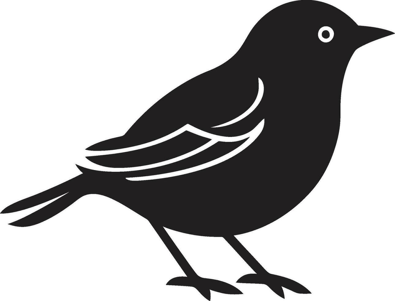 simpliste Robin sérénade dans noir oiseau symbole icône de rouges-gorges vol emblématique art conception vecteur