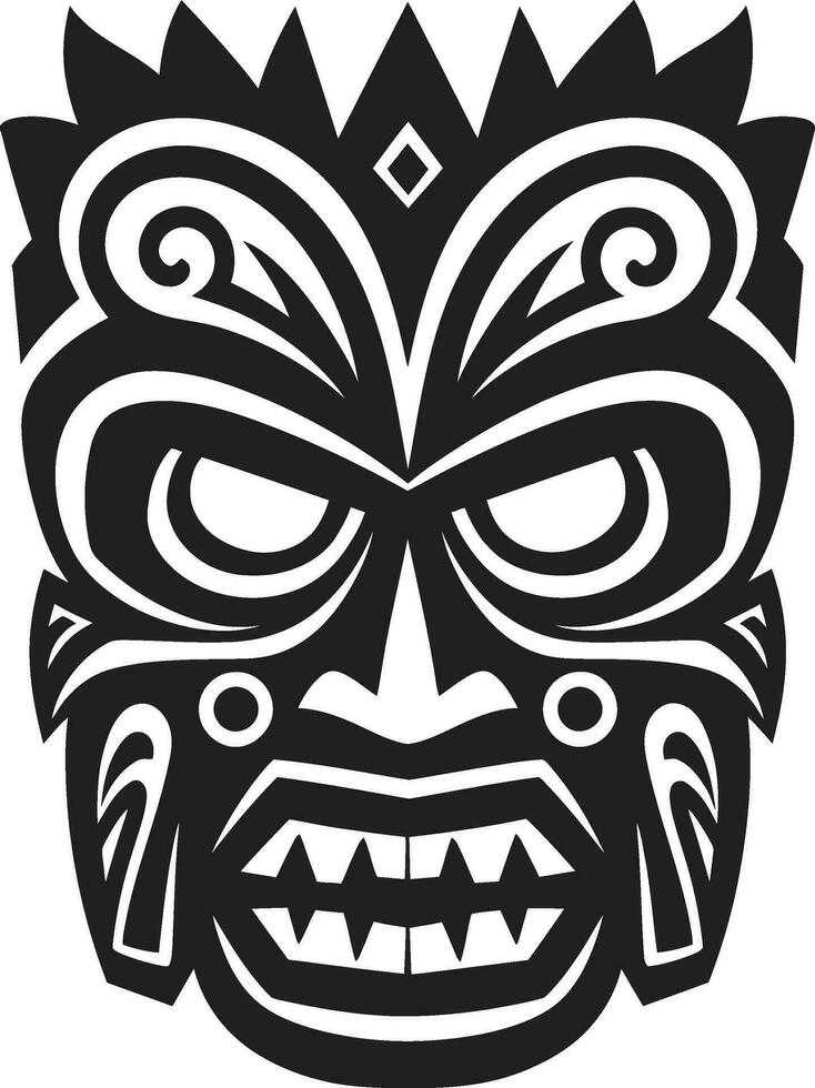 exotique élégance élégant tribal tiki icône simpliste totem monochromatique masque silhouette vecteur