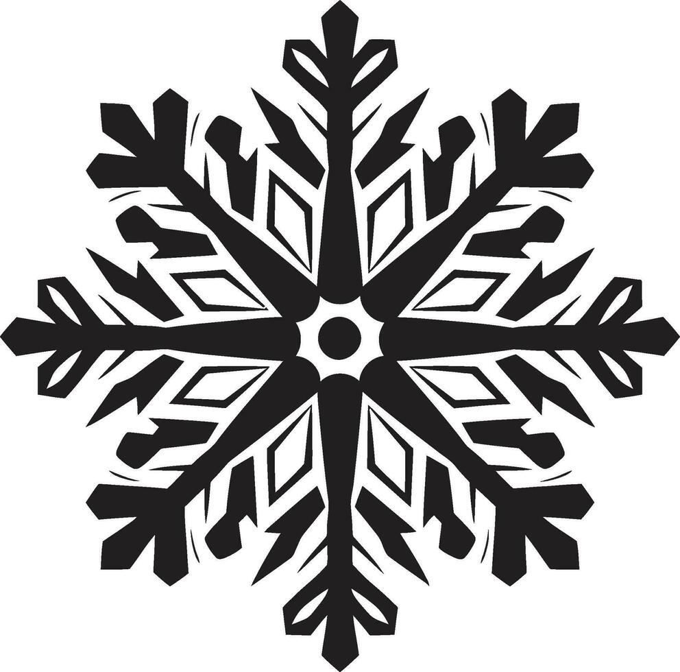 majestueux la glace cristal dans noir vecteur emblème intemporel élégance élégant flocon de neige icône