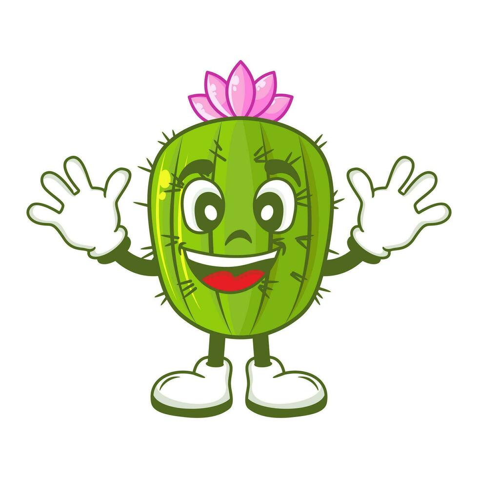 vecteur mignonne cactus dessin animé personnages illustration souriant dans kawaii style