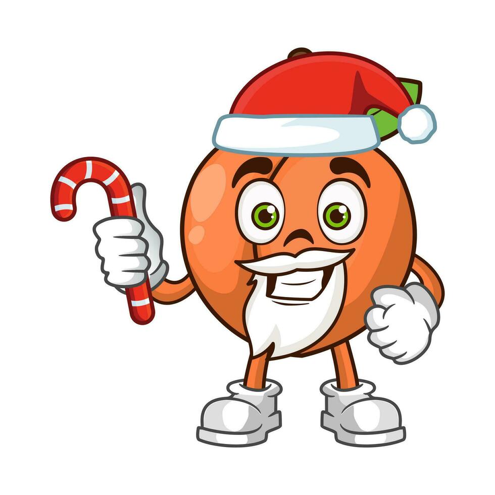 pêche fruit Père Noël dessin animé personnage détient Noël des sucreries vecteur