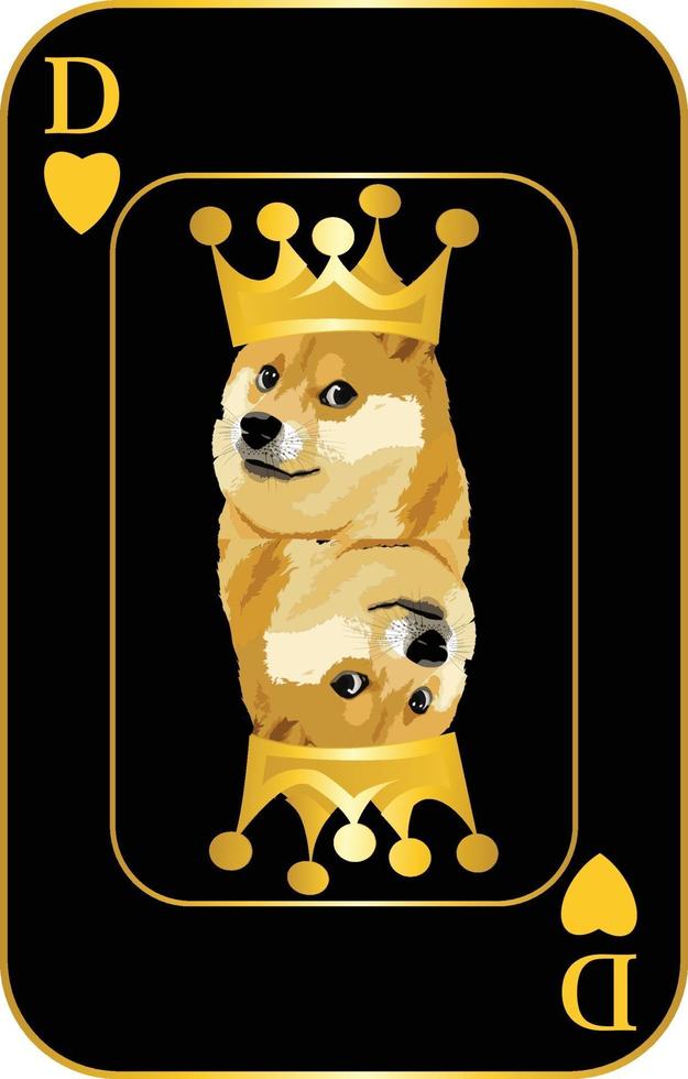 monnaie crypto dogecoin, illustration de la carte doge coin king vecteur