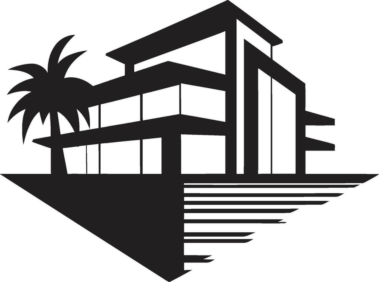 iconique villa dans monochrome réel biens symbole minimaliste villa immobilier noir logo icône vecteur