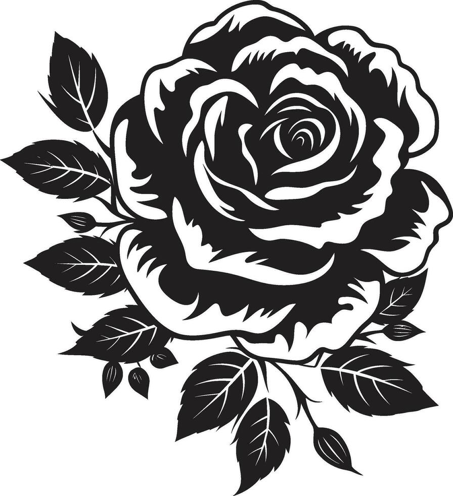 majestueux Rose dans noir vecteur emblème intemporel fleurs élégant Rose icône
