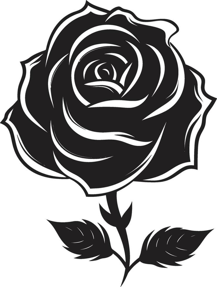 floral majesté noir Rose logo silhouette symbole de l'amour monochrome Rose fleur icône vecteur