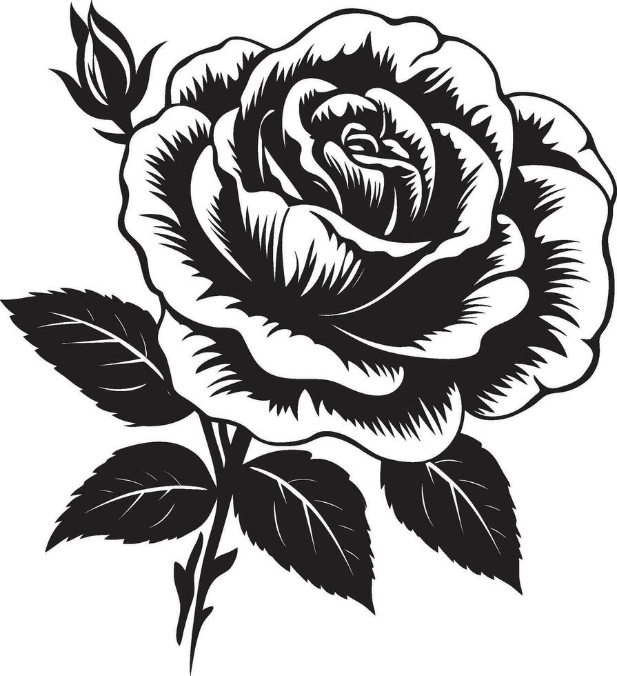 emblématique sérénade dans noir logo symbole intemporel jardin majesté moderne Rose emblème vecteur