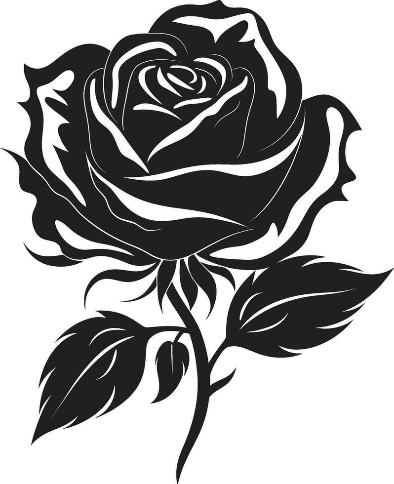 emblématique floral charme logo conception royal Rose silhouette moderne noir icône vecteur