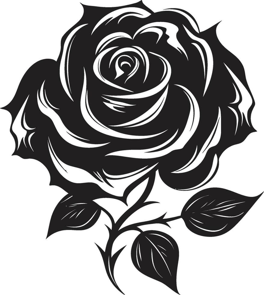 royal Rose majesté emblématique emblème sérénité dans noir et blanc Floraison conception vecteur