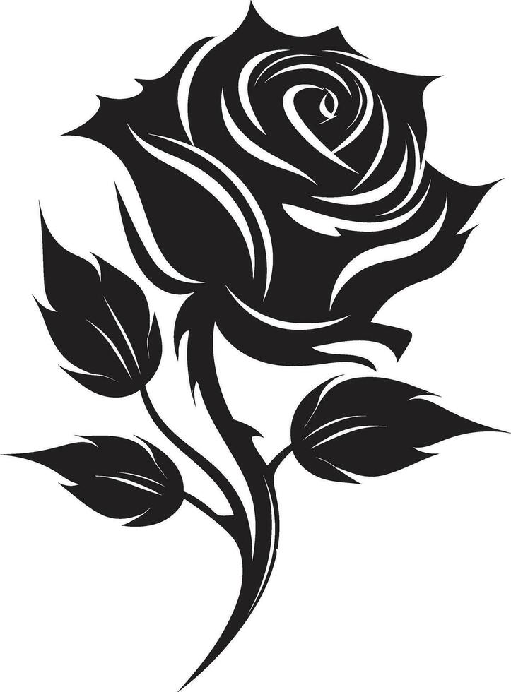 simpliste Rose silhouette noir emblème icône de romance dans monochrome vecteur logo