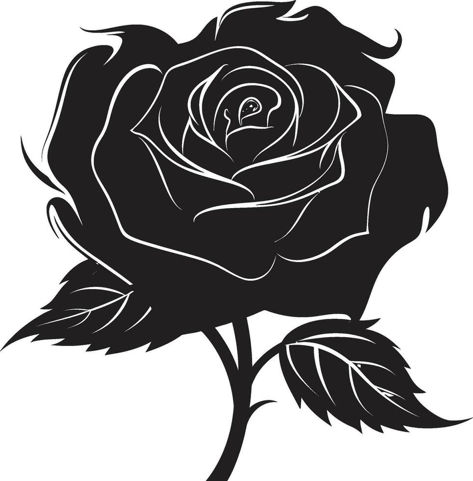 botanique beauté iconique monochromatique Rose vecteur floral majesté noir Rose logo silhouette