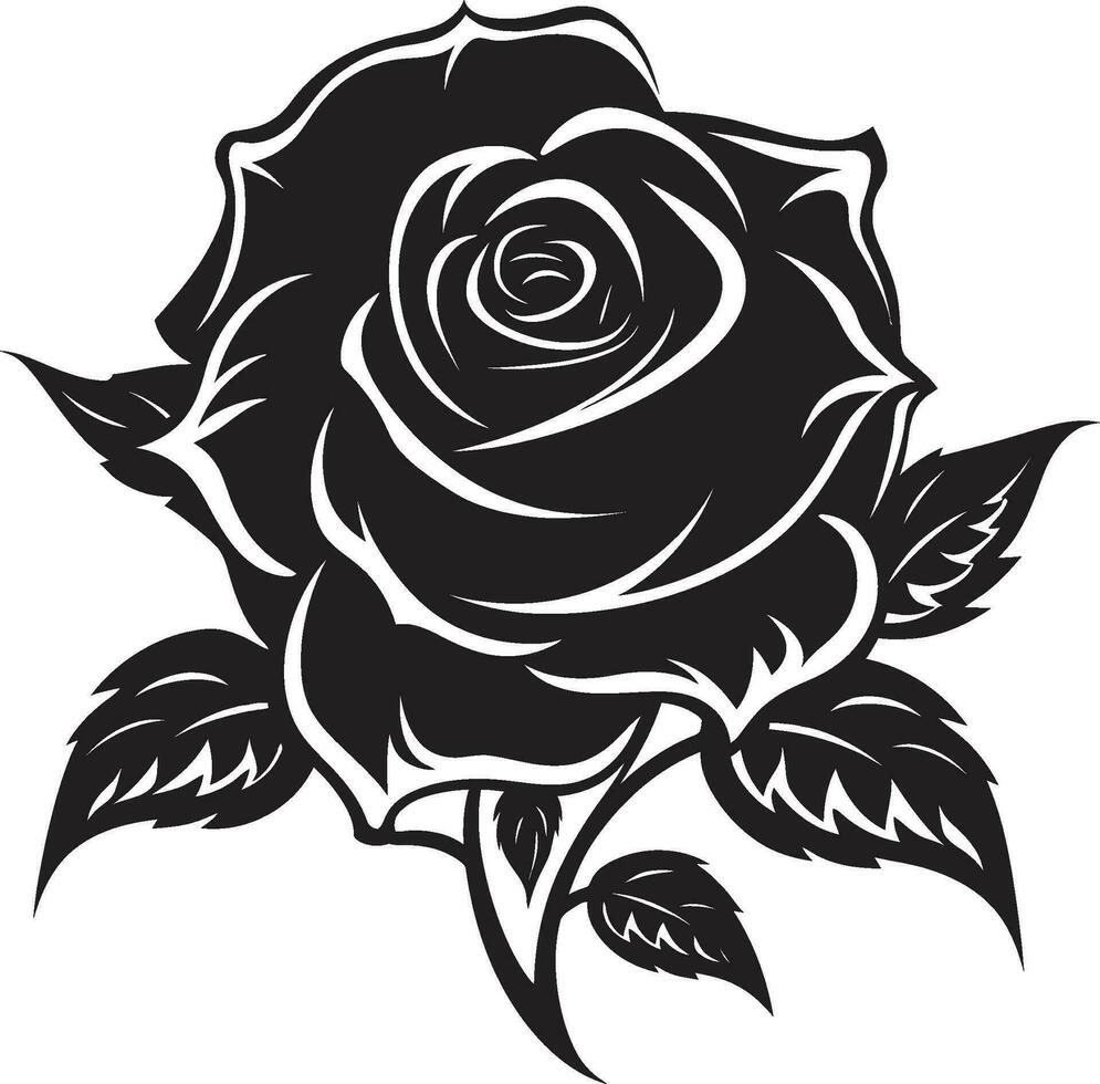 élégant Rose emblème moderne noir logo conception botanique beauté iconique monochromatique Rose vecteur