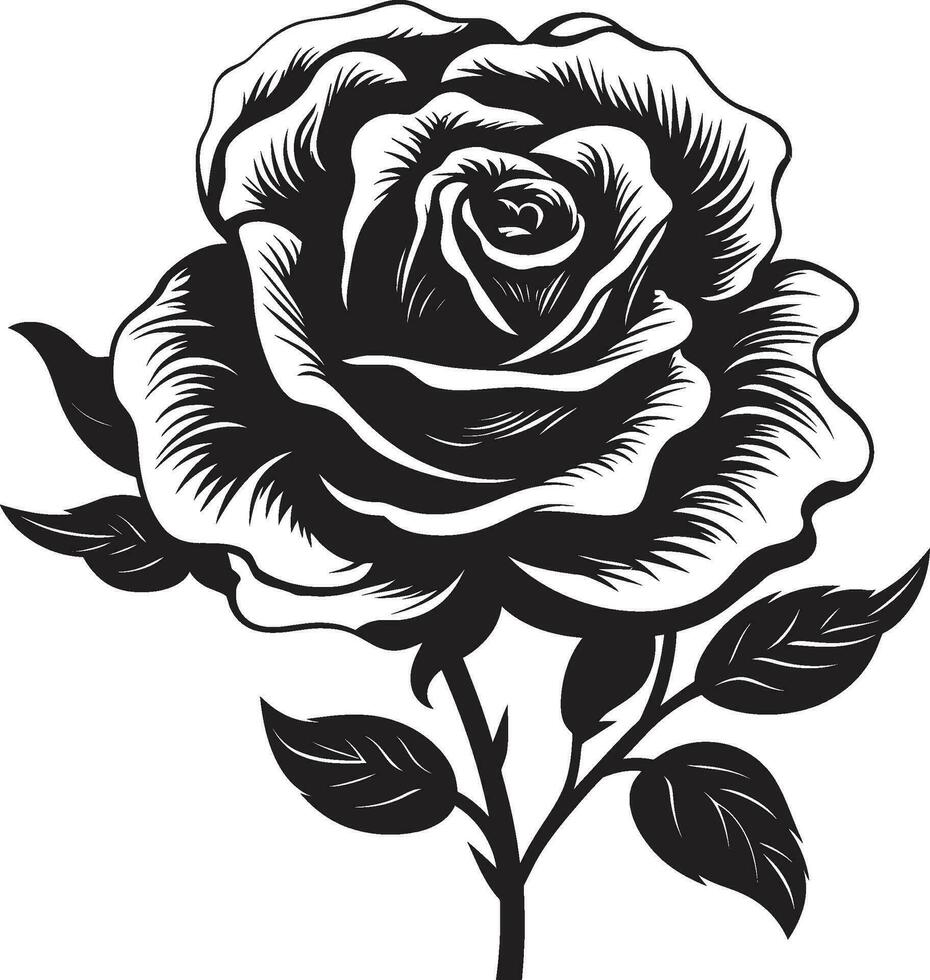 floral dans monochrome emblématique Rose art élégance dans pétale sérénité monochromatique logo vecteur