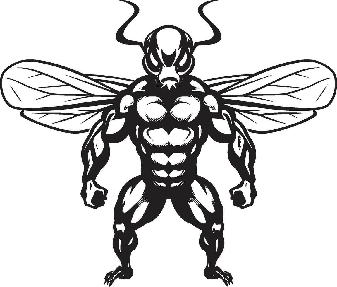 emblématique insecte majesté musclé logo conception royal frelon silhouette noir icône vecteur