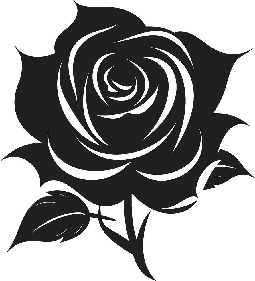 icône de romance dans monochrome vecteur logo noble emblème de des roses emblématique art